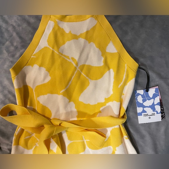 🌼 NWT 🌼 DVF Diane Von Furstenberg x Target Yellow Halter Tie-Neck Ginkgo Dress - Picture 6 of 11